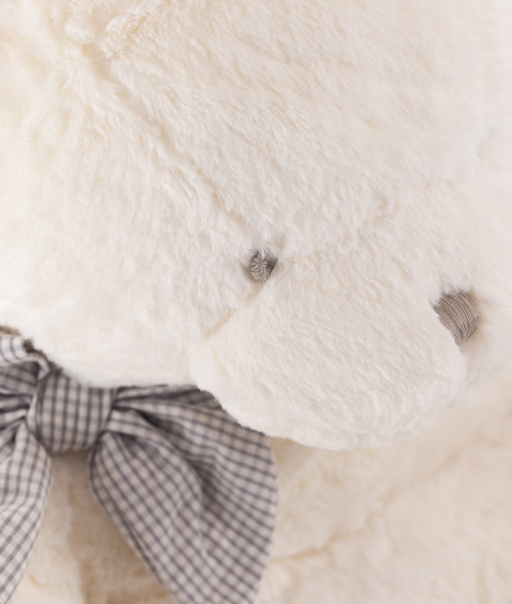 White and grey bear armchair with rattle for toddlers