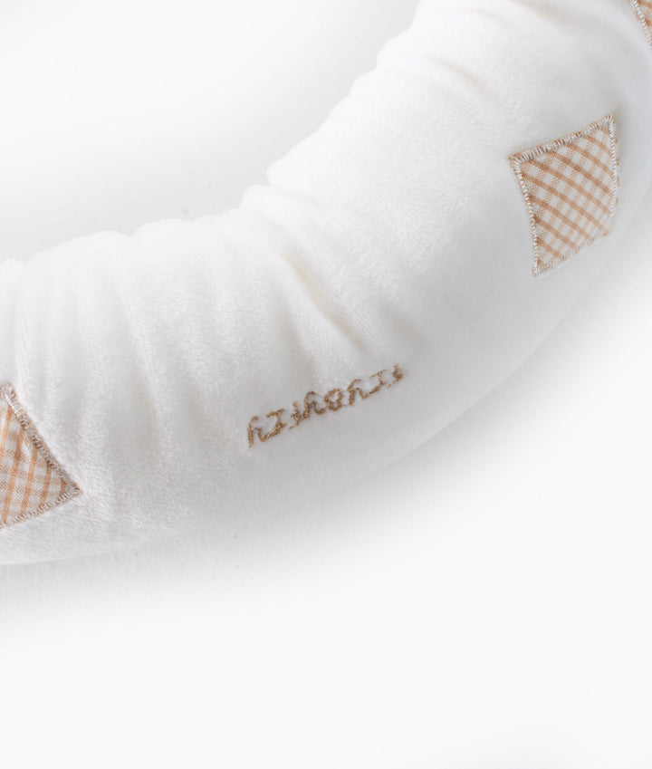 Bear baby bolster in white and beige