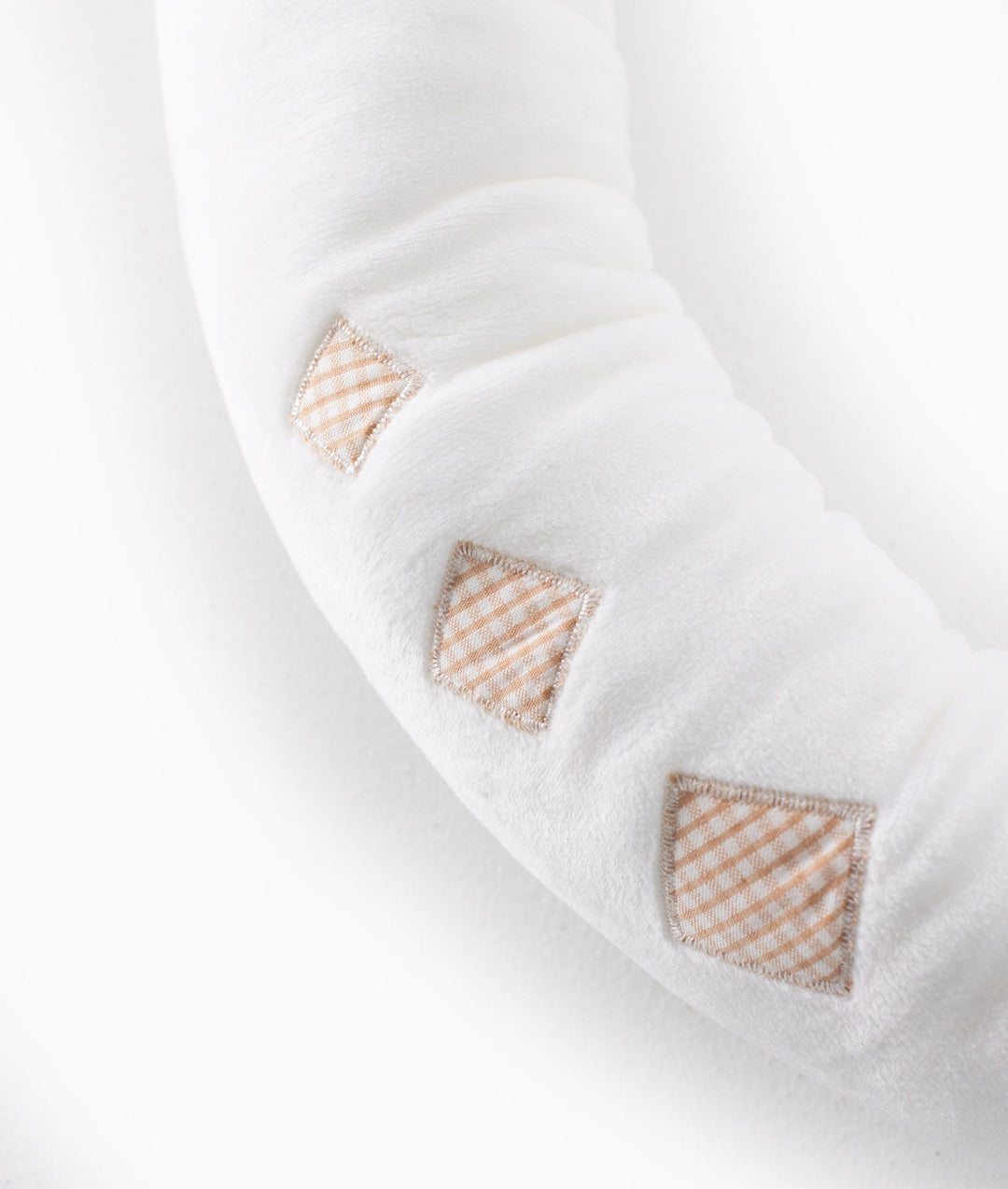 Bear baby bolster in white and beige