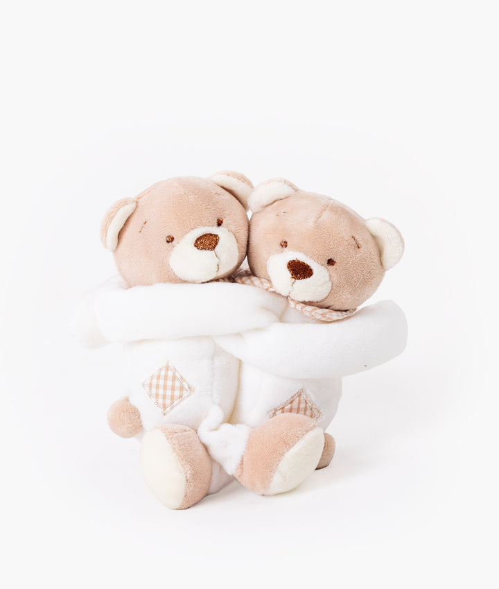 Beige and white bear curtain tieback for nursery