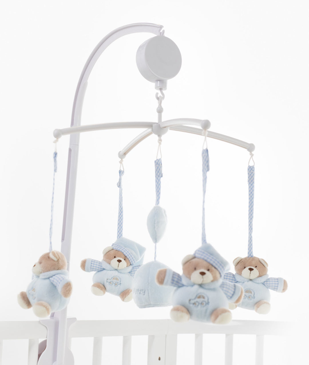 Blue bear musical mobile for baby cot