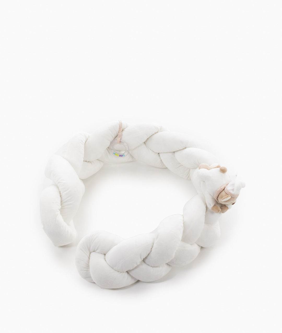 Braided toddler bolster in white and beige