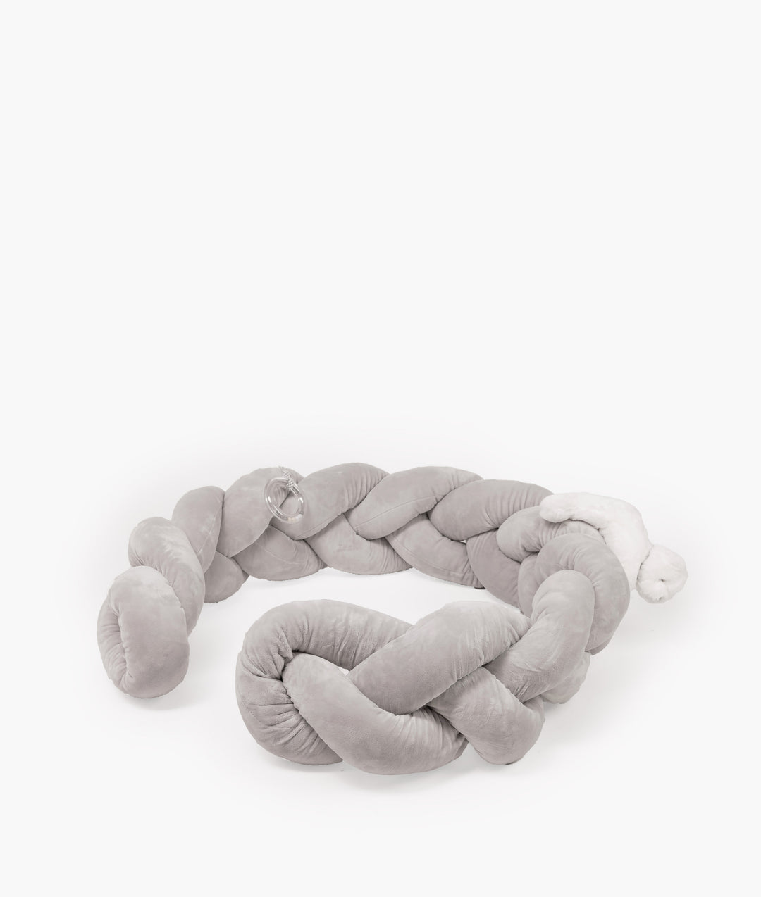 Braided toddler bolster in white and grey