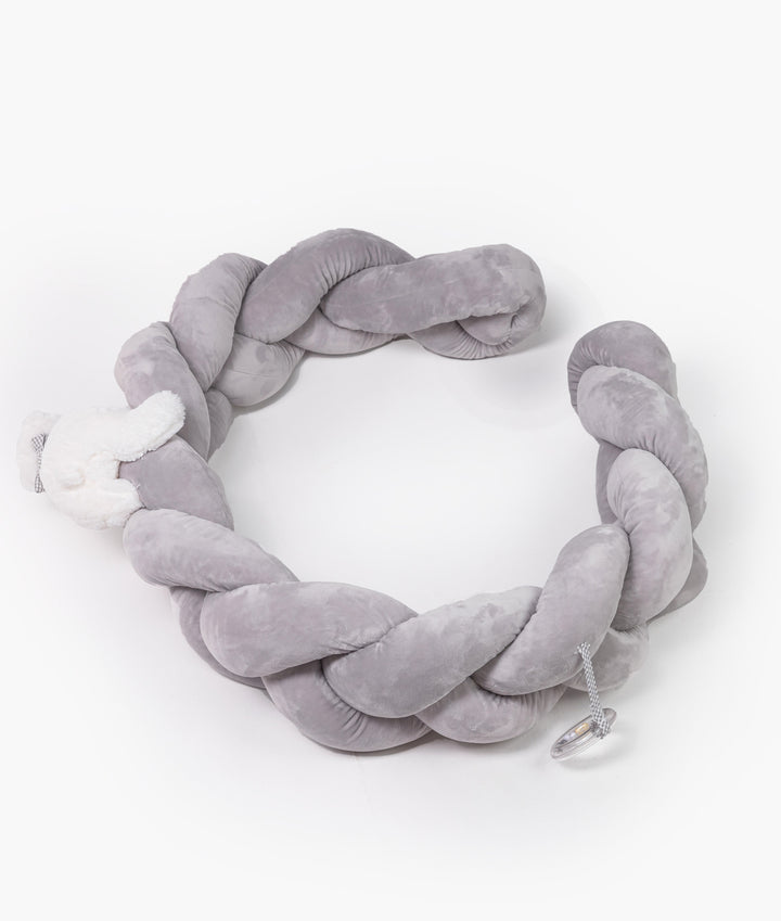 Braided toddler bolster in white and grey