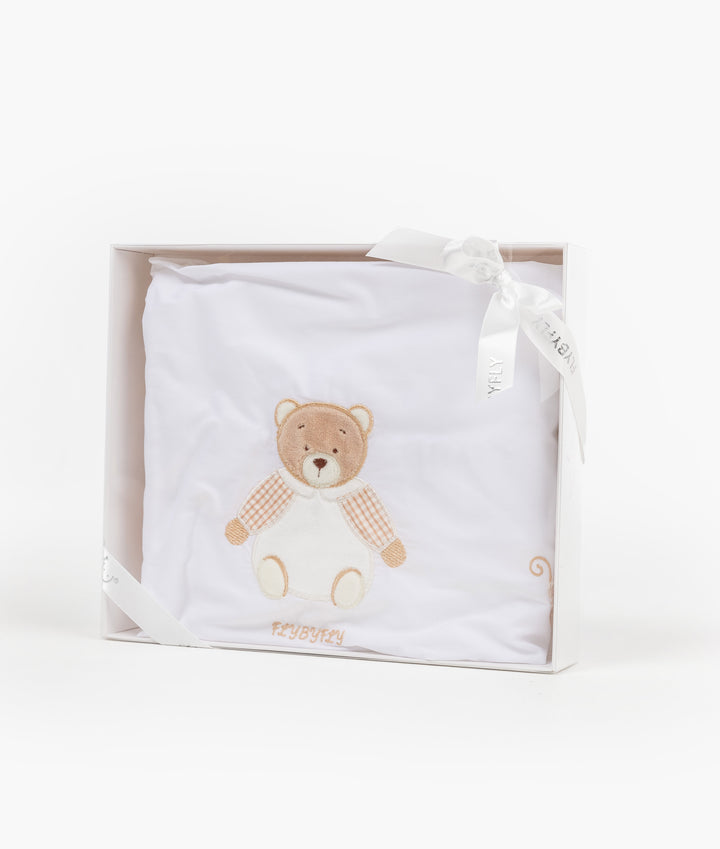 Fitted sheet for cot in white and beige