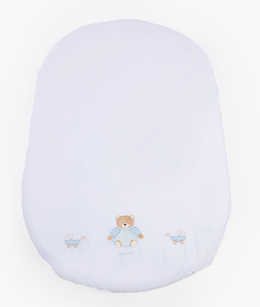 Fitted sheet for cot in white and blue