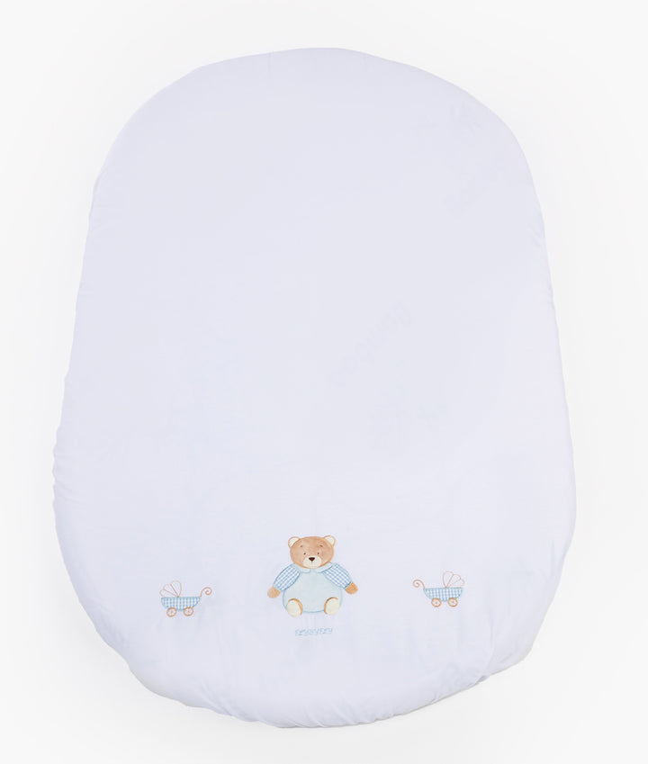 Fitted sheet for cot in white and blue
