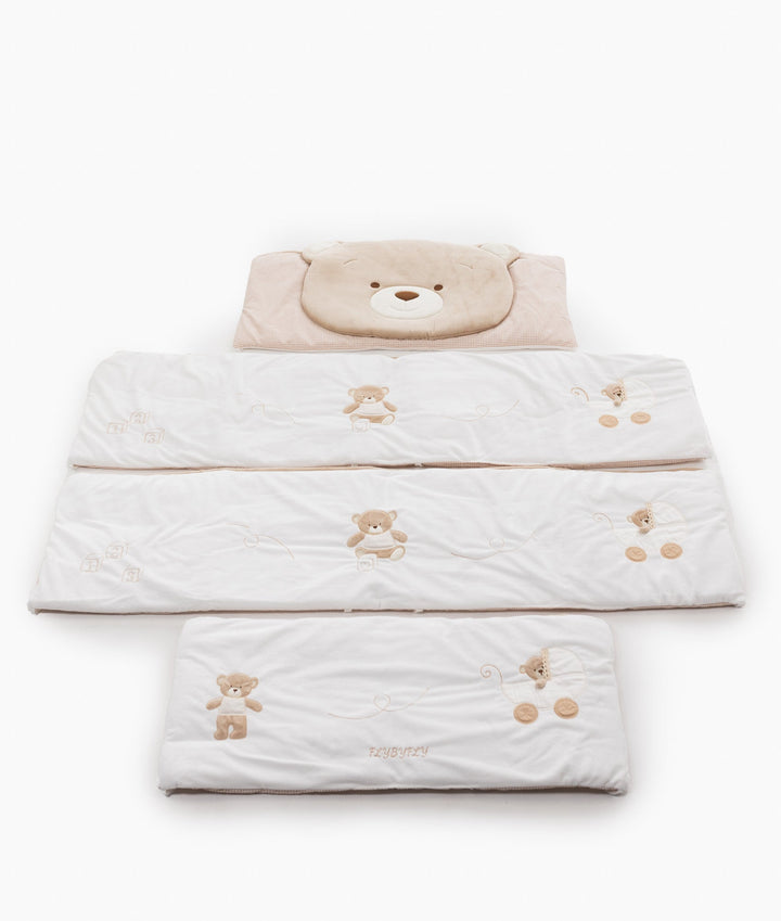 White and beige cot bumper set for baby cot