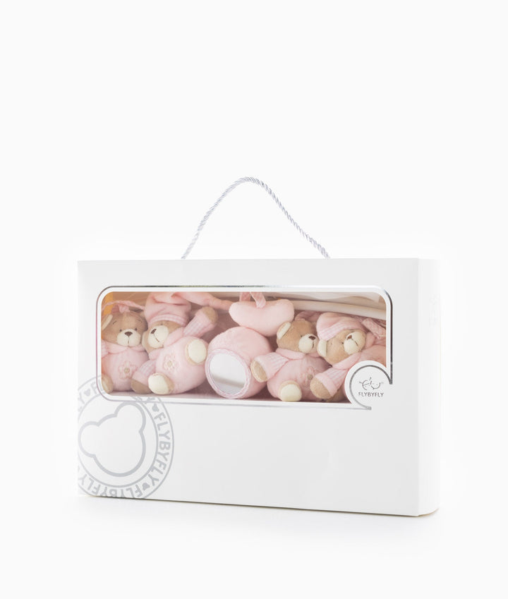Pink bear musical mobile for baby cot