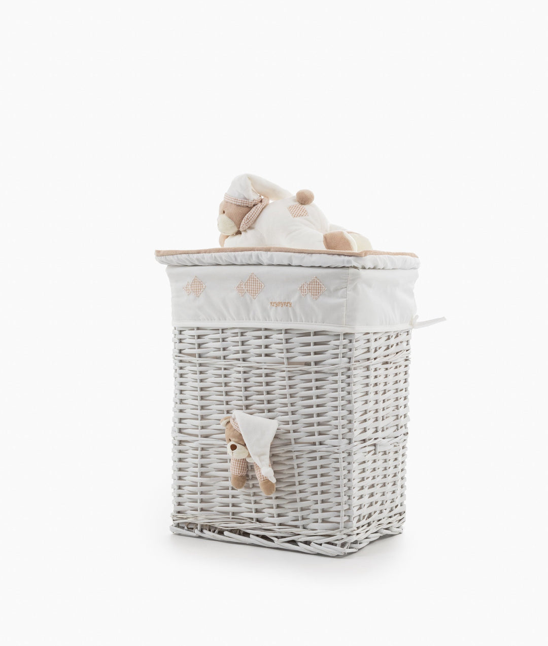 White and beige square storage basket set