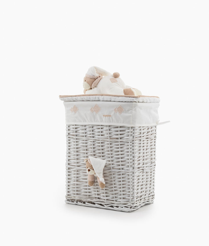 White and beige square storage basket set